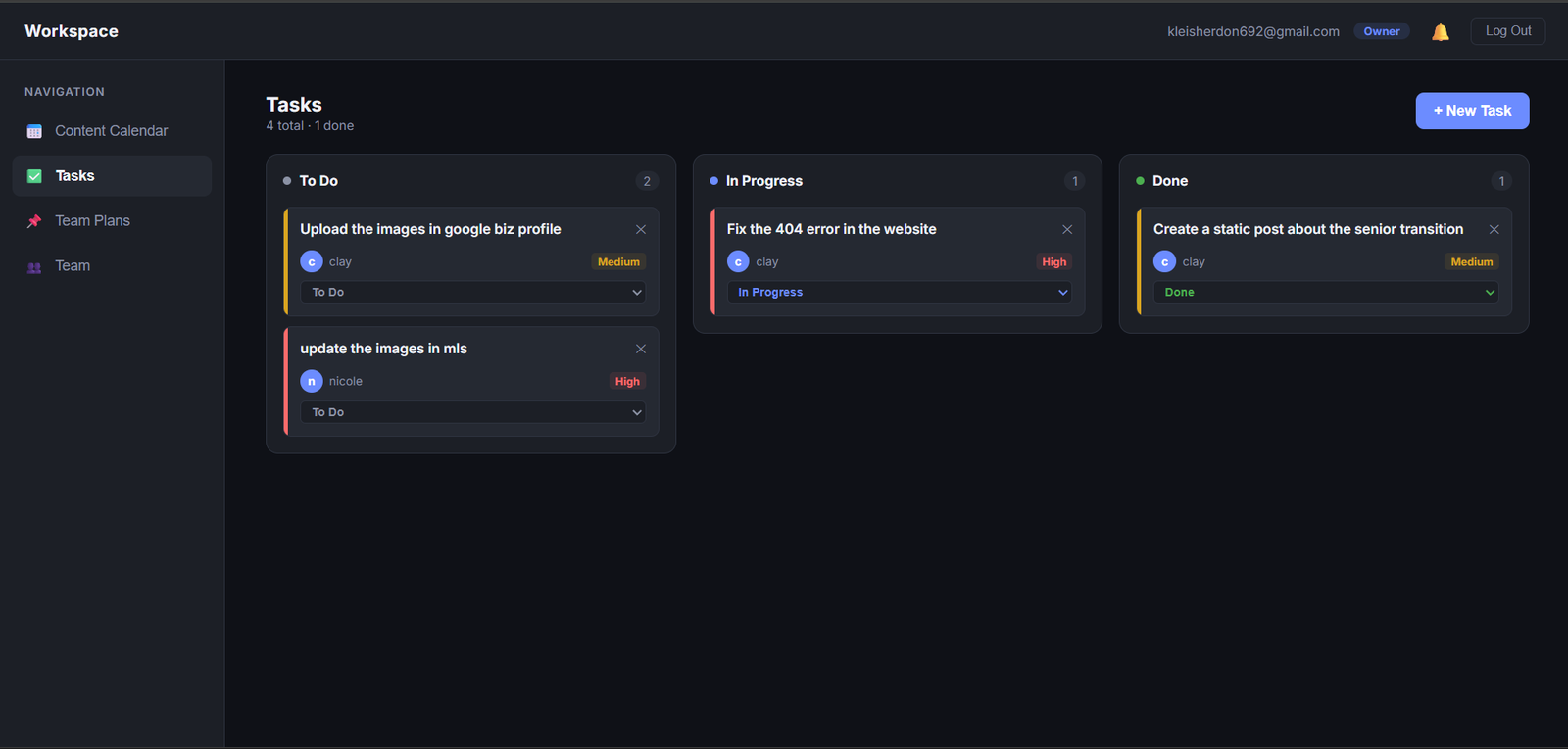 Clay Paredes Digital app dashboard